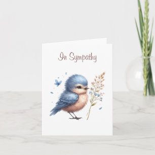 Whimsical Blue Bird Blume und Butterfly Beileid Karte