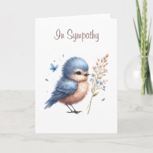 Whimsical Blue Bird Blume und Butterfly Beileid Karte
