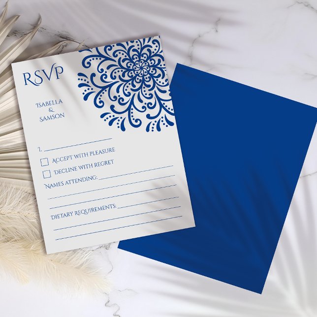 Whimsical Blue Blüh RSVP Card (Von Creator hochgeladen)