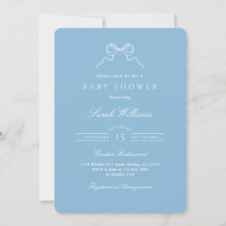 Whimsical Blue Bow Baby Shower Boy invitation Einladung