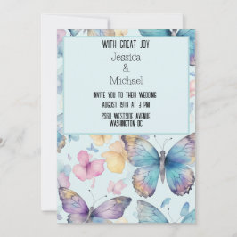 Whimsical Blue Butterflies Hochzeit Einladung