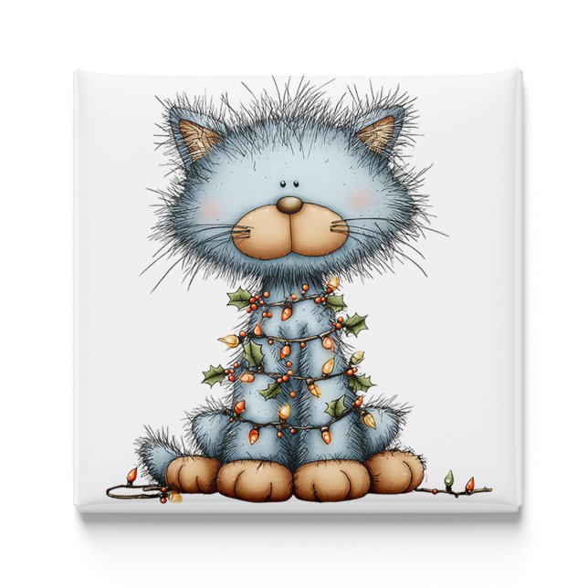 Whimsical Blue Cat Christmas Tree Magnet (Whimsical Blue Cat Christmas Tree Magnet by PiggyPrint Sticker. )