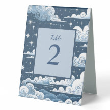 Whimsical Blue Celestial Baby Dusche Tischnummer