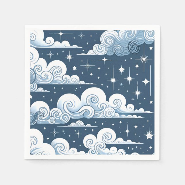 Whimsical Blue Celestial Serviette (Vorderseite)