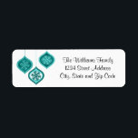 Whimsical Blue Christmas Ornaments Trio<br><div class="desc">Blauer Ziertrio mit einem wilden Landgefühl. Diese niedlichen Ornamente machen trendige Dekorationen für Ihren Winter- und Weihnachtsmann-Rücksendeadressen-Aufkleber.</div>