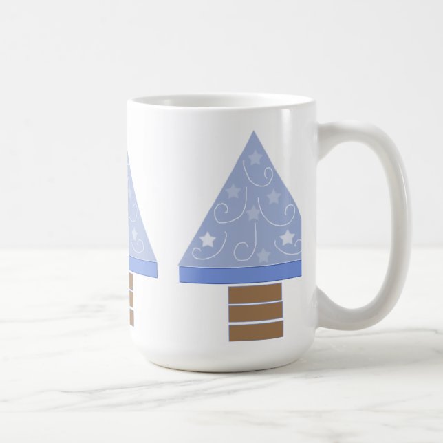 Whimsical Blue Christmas Trees Kaffeetasse (Rechts)