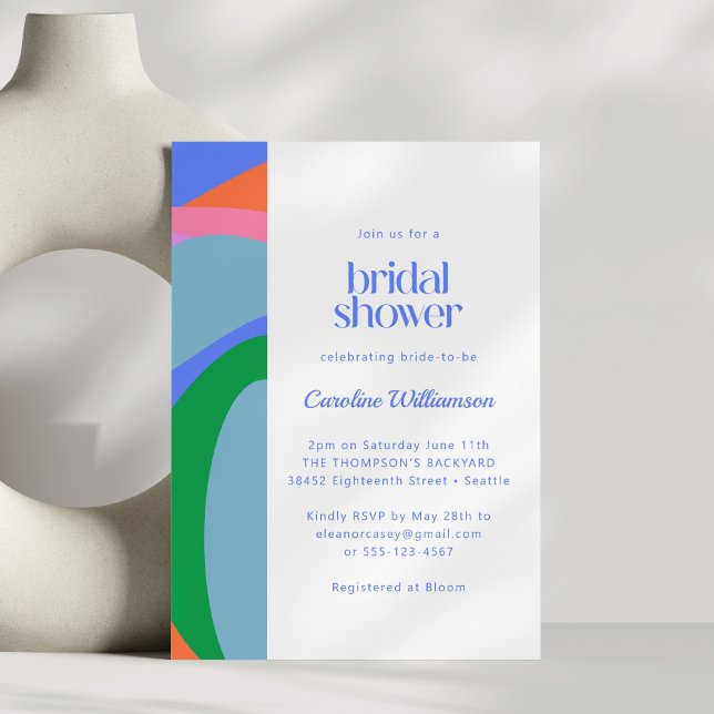 Whimsical Blue Colorful Abstrakt Art Brautparty Einladung (Von Creator hochgeladen)