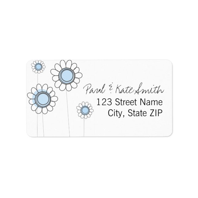 Whimsical Blue Daisies Adressaufkleber (Vorne)