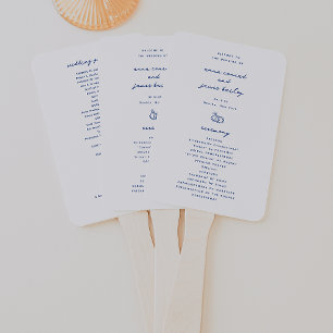 Whimsical Blue Doodle Wedding Program Fächer