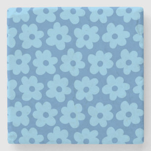Whimsical Blue Floral Retro, fröhlich, preppy Steinuntersetzer