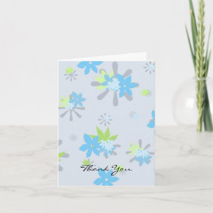 Whimsical Blue Floral Vielen Dank Dankeskarte