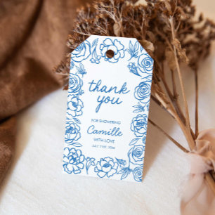 Whimsical Blue Floral Vielen Dank für Ihre Unterst Geschenkanhänger