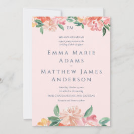 Whimsical Blue Floral Watercolor Wedding Einladung