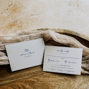 Whimsical Blue Hand Drawn Meal Choice Hochzeit RSVP Karte