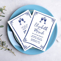 Whimsical Blue Hand Drawn Quirky Wedding