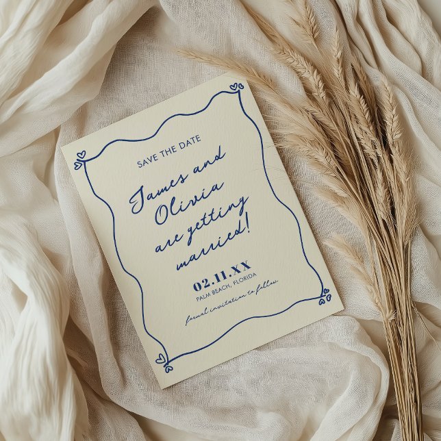 Whimsical Blue Hand Drawn Wedding Save The Date (Von Creator hochgeladen)