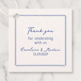 Whimsical, Blue Hand gezogen Hochzeit danke Geschenkanhänger