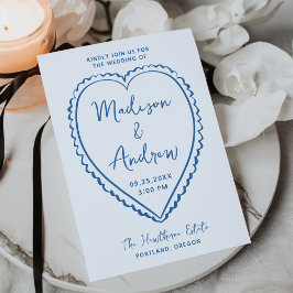 Whimsical Blue Heart Hochzeit Einladung