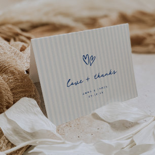 Whimsical Blue Hearts Wedding Foto Dankeskarte