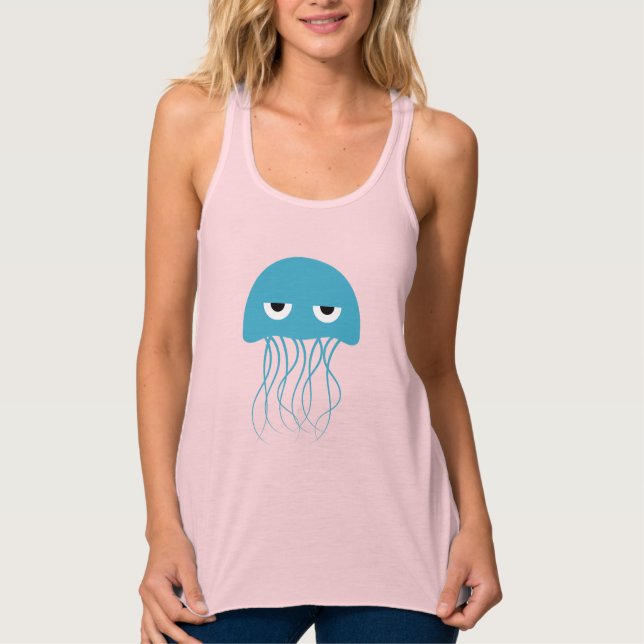 Whimsical Blue Jellyfish Cartoon Tank Top (Vorderseite)