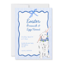 Whimsical Blue Oaster Brunch Ei Hunt Einladung