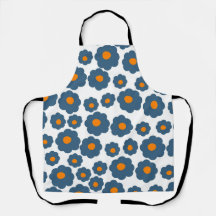 Whimsical Blue & Orange Floral Retro, fröhlich