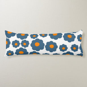 Whimsical Blue & Orange Floral Retro, fröhlich Seitenschläferkissen
