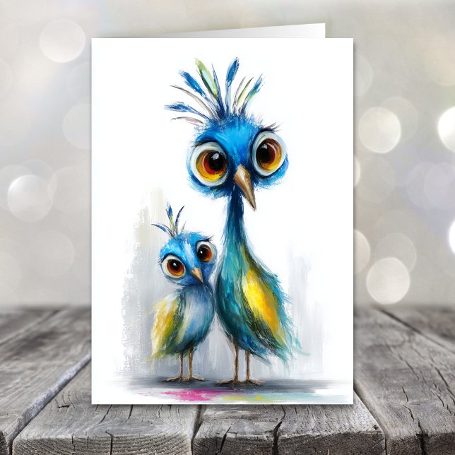 Whimsical Blue Peacock Mother's Day Feiertagskarte (Von Creator hochgeladen)