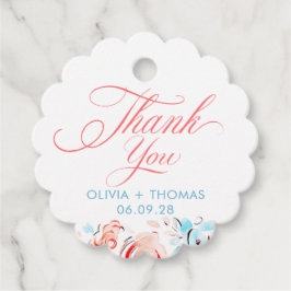 Whimsical Blue Pink Flowers Wedding Thank You Geschenkanhänger