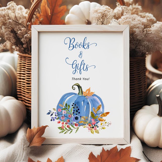 Whimsical Blue Pumpkin Baby Duschbücher und Gesche Poster (Von Creator hochgeladen)