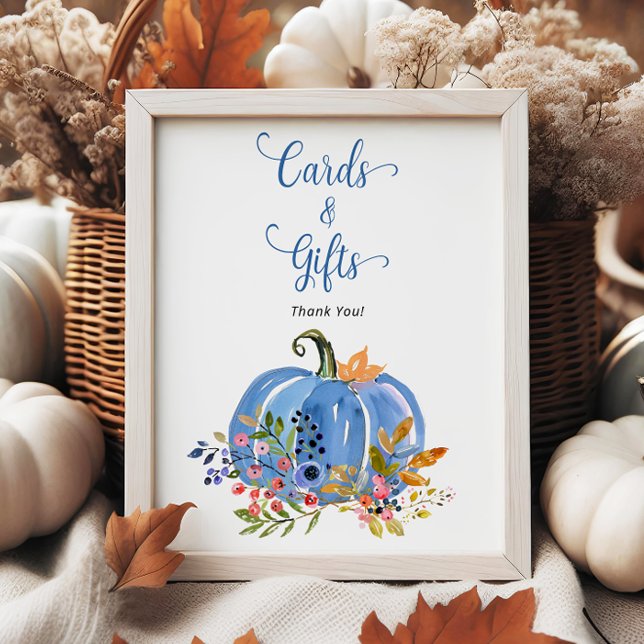 Whimsical Blue Pumpkin Baby Duschkarten und Gesche Poster (Von Creator hochgeladen)