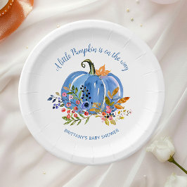 Whimsical Blue Pumpkin Baby Shower Pappteller