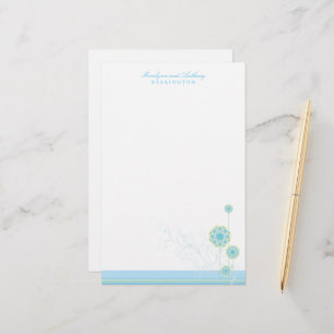 Whimsical Blue Snow Blume Wirbel Winter Hochzeit Briefpapier