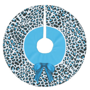 Whimsical Blue Snow Leopard Weihnachten Polyester Weihnachtsbaumdecke