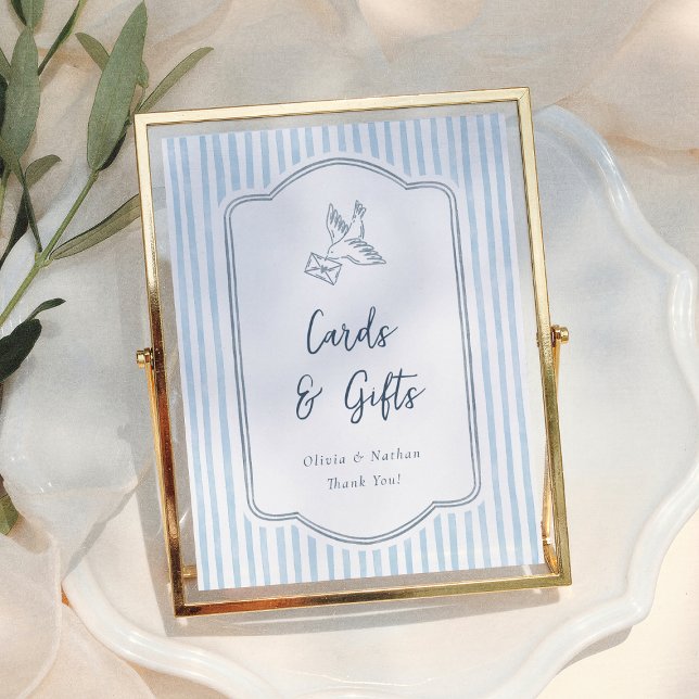 Whimsical Blue Stripes Cards & Gifts Wedding Sign Poster (Von Creator hochgeladen)