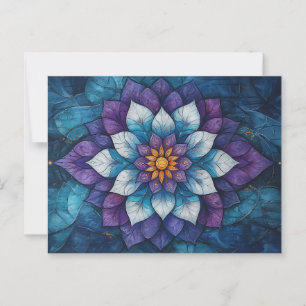 Whimsical Blue und Lila Mandala Doodle Postkarte