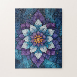 Whimsical Blue und Lila Mandala Doodle Puzzle