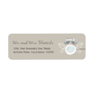 Whimsical Blue Wedding Owls auf Baumzweigadresse