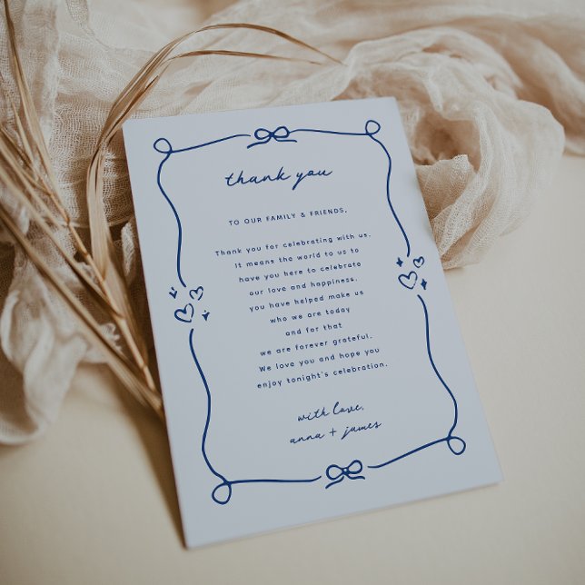 Whimsical Blue Wedding Reception Table Vielen Dank Dankeskarte (Von Creator hochgeladen)