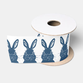 Whimsical Blue & White Bunny Rabbit Ostermuster Satinband