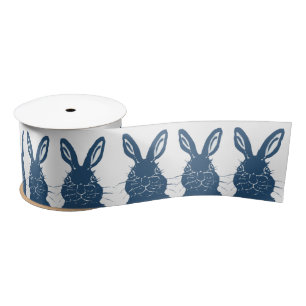Whimsical Blue & White Bunny Rabbit Ostermuster Satinband
