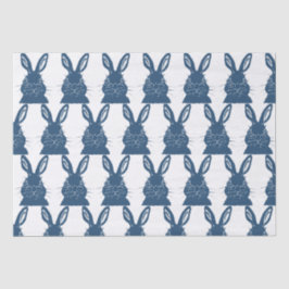 Whimsical Blue & White Bunny Rabbit Ostermuster Seidenpapier