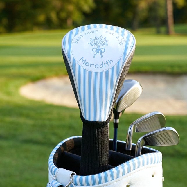 Whimsical Blue White Stripe Preppy Mom Established Golf Headcover (Von Creator hochgeladen)