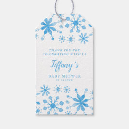 Whimsical Blue Winter Wonderland Baby Dusche Geschenkanhänger