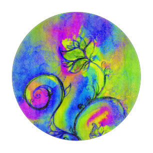 WHIMSICAL BLUME Blue Pink Green Floral Fantasy Schneidebrett
