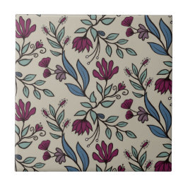 Whimsical Blume Bouquet HD L 6 Blue Aquamarin Berr Fliese