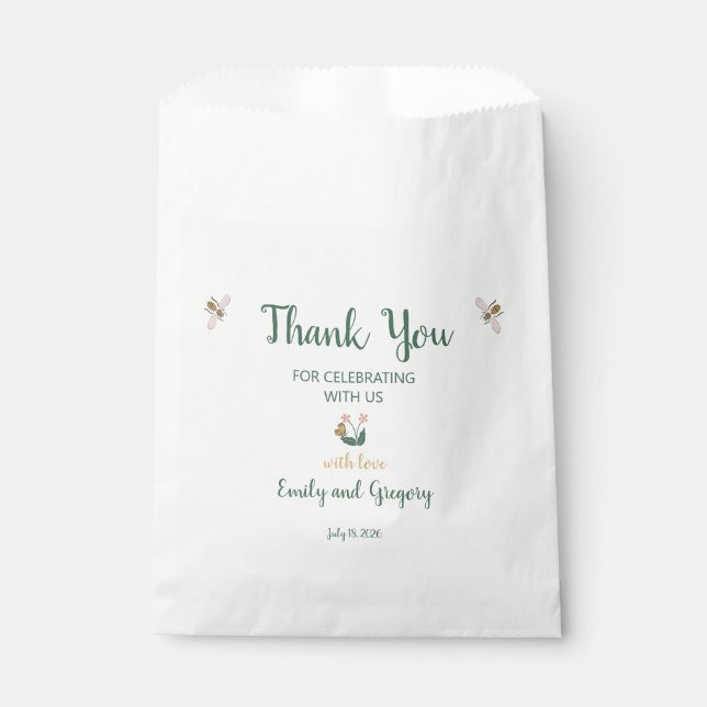 Whimsical Blume Danke Hochzeit Geschenktütchen (Vorderseite)