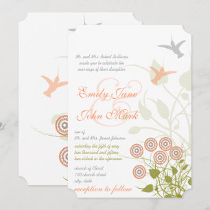 Whimsical Blume & Humming Bird Wedding Einladung
