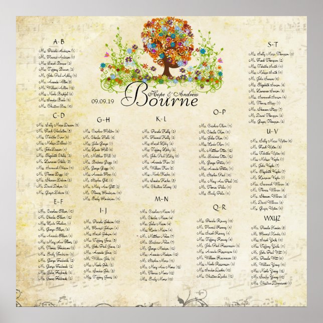 Whimsical Blume Tree Wedding Poster (Vorne)
