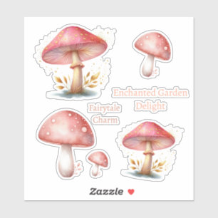Whimsical Blush Enchanted Mushrooms Neue Adresse Aufkleber